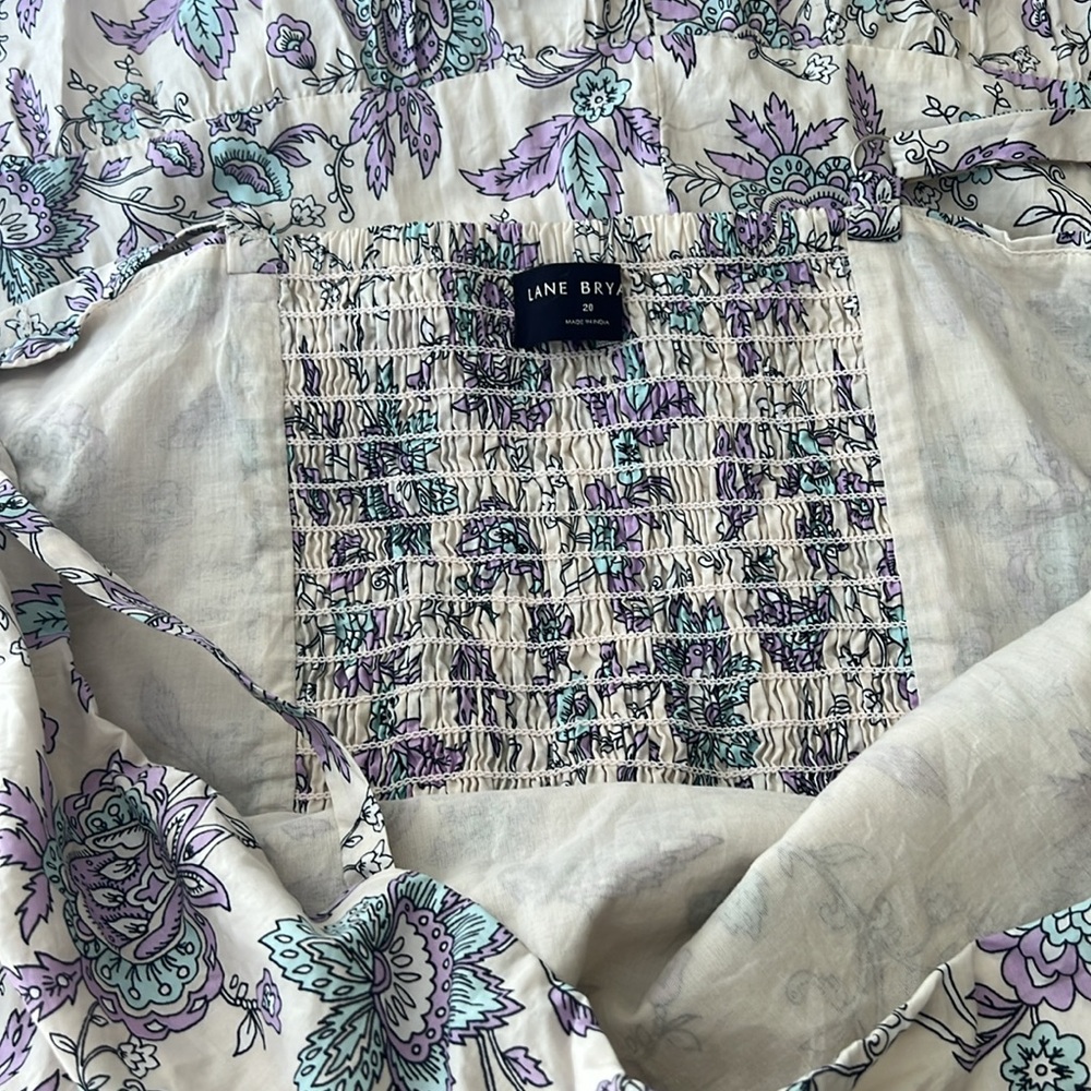 Floral Sun Dress Cream,Lavender & Light Blue Cotton Maxi Dress Tiers NWOT sz20 - Picture 6 of 15